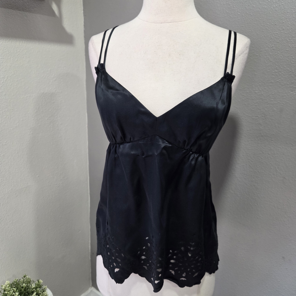 BCBGMaxAzria Black Camisole with Lace Hem